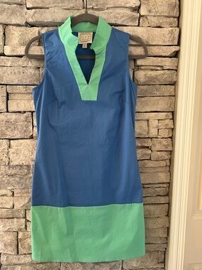 Sail to Sable Blue Dress with Mint Trim